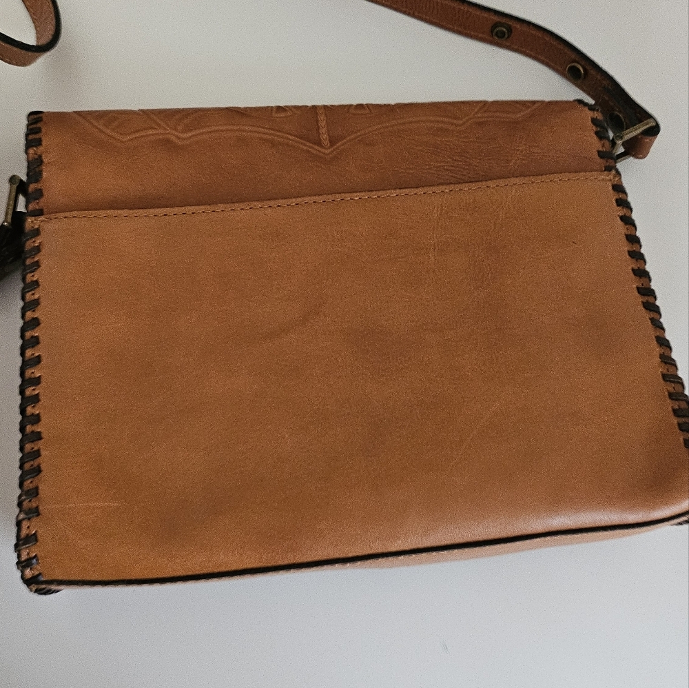 Patricia Nash Tooled Leather Sarola Crossbody Burnt Coral Bag Purse Western - Picture 5 of 12
